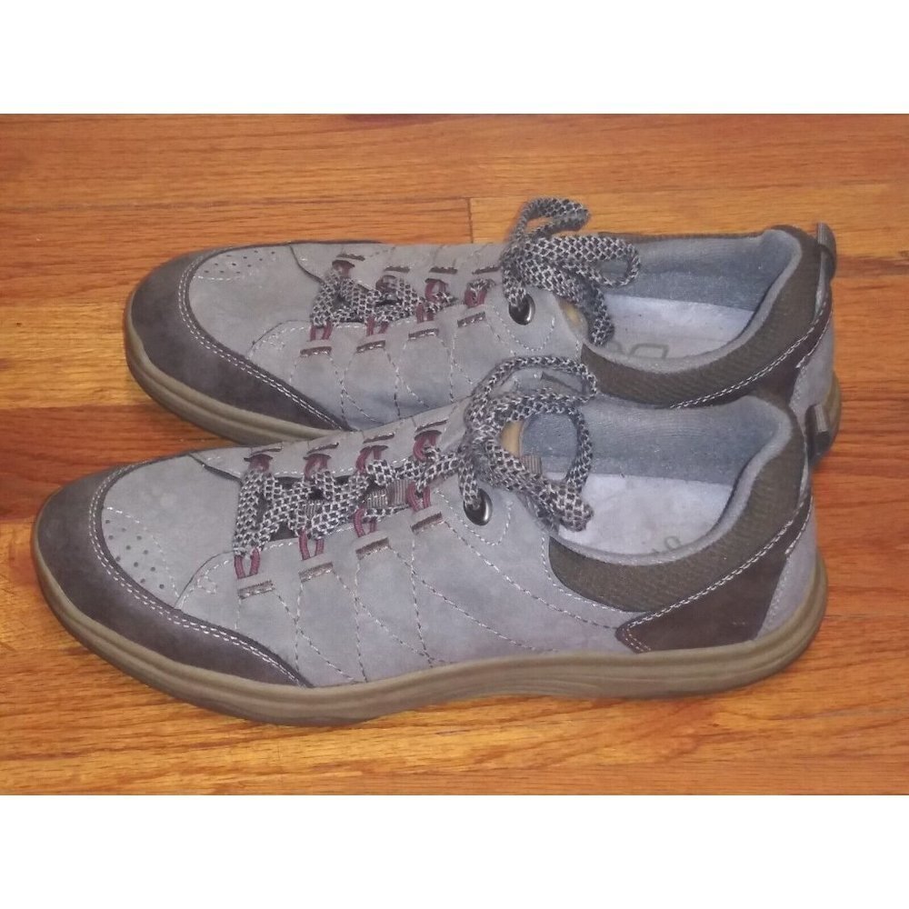 Earth Origins Sneakers Lace-Up Womens 9M Comfort walking Shoes Grey Brown SUEDE - Picture 2 of 9
